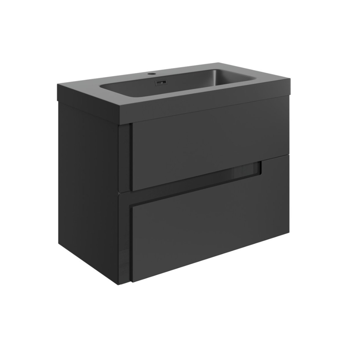 Trinity Base 2 Drawer Wall Hung Vanity Unit With Co-ordinating Basin - 805mm Wide - Matt Black