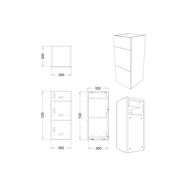 Trinity Wald 3 Drawer Combination Bathroom furniture - 1542mm Wide - Image 13