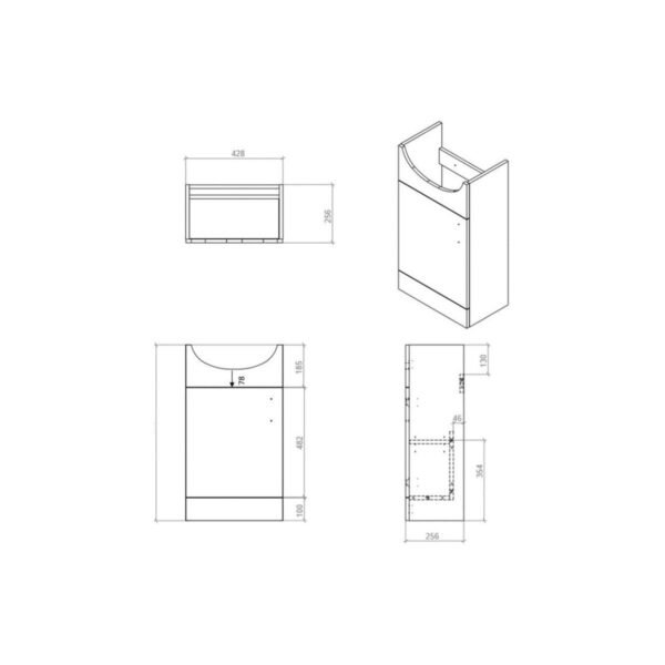Trinity Whittle 450mm Wide 1 Door Floorstanding Vanity Unit With Close Coupled Toilet - White Gloss - Image 2