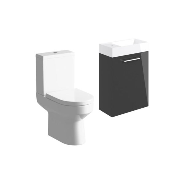 Trinity Woolley Wall Hung Vanity Unit And Close Coupled Toilet With Cistern, Soft Close Seat - Image 2