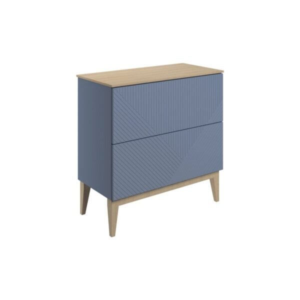 Trinity Flute 2 Drawer Floorstanding Vanity Unit With Maple Oak Effect Worktop - 810mm Wide