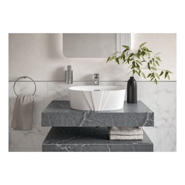 Trinity Real Wall Hung Basin Shelf With Brushed Bronze Bottle Trap - 800mm Wide - Image 4
