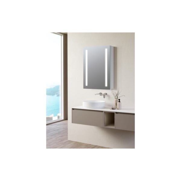 Trinity Cascade 1 Door Front-Lit Illuminated Mirror Cabinet - 500mm Wide - Image 4