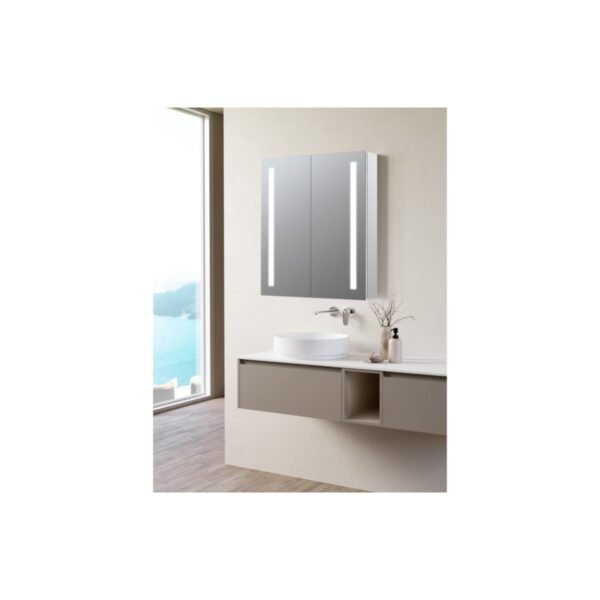 Trinity Cascade 2 Door Front-Lit Illuminated Mirror Cabinet - 600mm Wide - Image 4