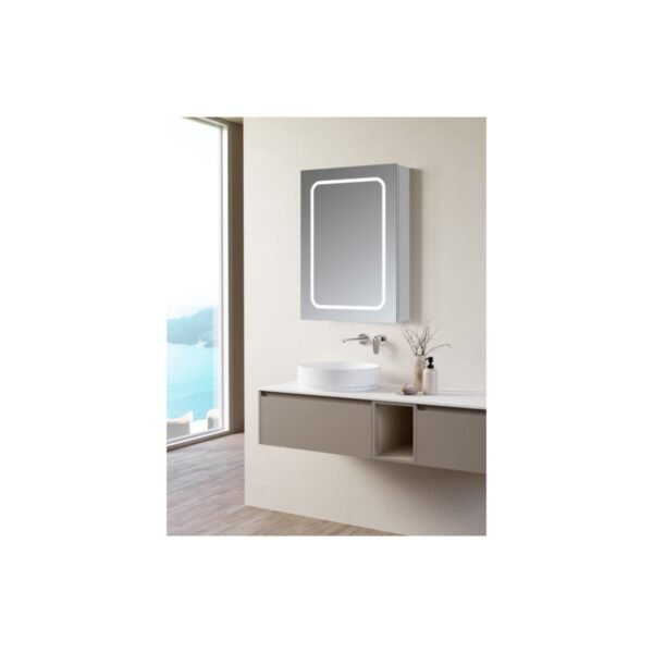 Trinity Drift 1 Door Front-Lit Illuminated Mirror Cabinet - 500mm Wide - Image 3