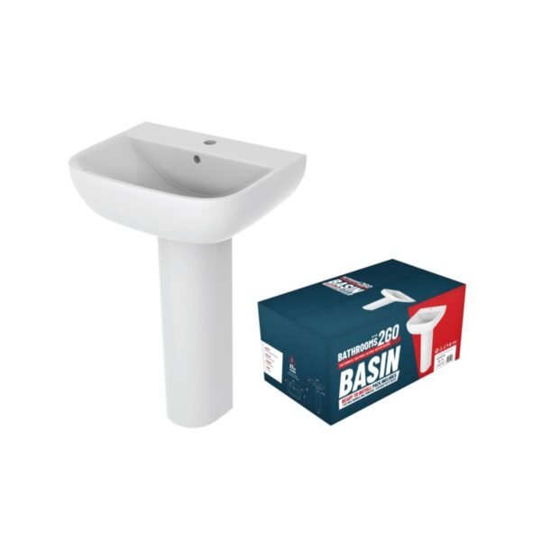 Trinity Express Basin With Full Pedestal - 540mm x 420mm - White