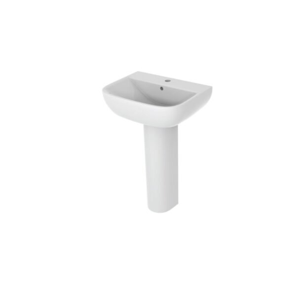 Trinity Express Basin With Full Pedestal - 540mm x 420mm - White - Image 2