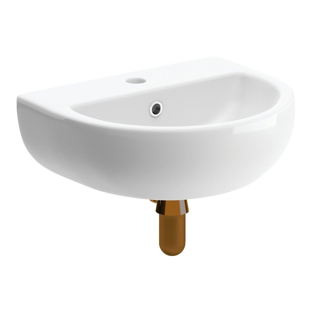 Trinity Waterton Cloakroom Basin With Brushed Bronze Bottle Trap - 450mm Wide - White