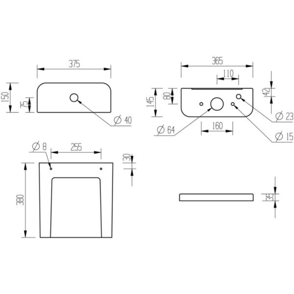 Trinity Moore Rimless Close Coupled Open Back Comfort Height Toilet With Soft Close Seat - White - Image 5