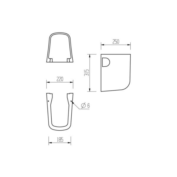 Trinity Calder Basin With Semi Pedestal - 1 TH - 555mm x 430mm - Image 3