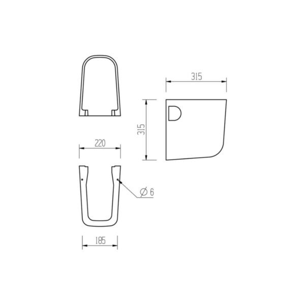 Trinity Sandal Basin With Semi Pedestal - 1 TH - 600mm x 400mm - Image 4