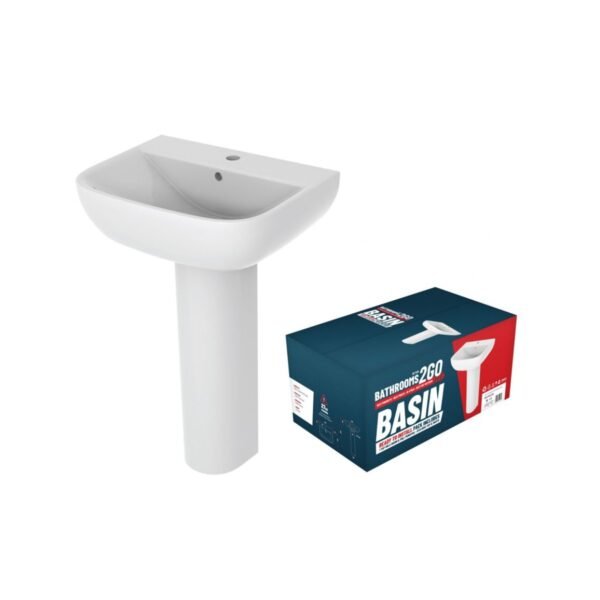Trinity Express Full Pedestal Basin And Close Coupled Toilet With Cistern, Soft Close Seat - White - Image 3