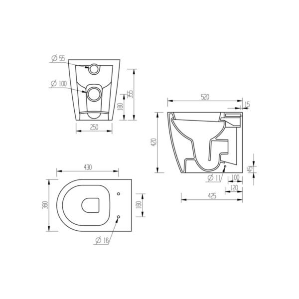 Trinity Calder Back To Wall Toilet With Soft Close Seat - Image 3