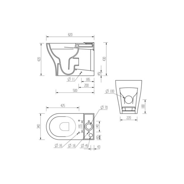 Trinity Hepworth Rimless Short Projection Close Coupled Fully Shrouded Toilet With Soft Close Seat - White - Image 4