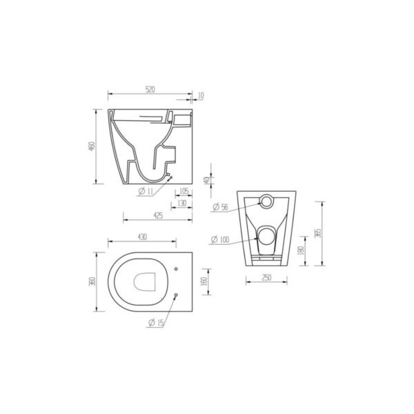 Herbal Rimless Back To Wall Comfort Height Toilet With Soft Close Seat - White - Image 4