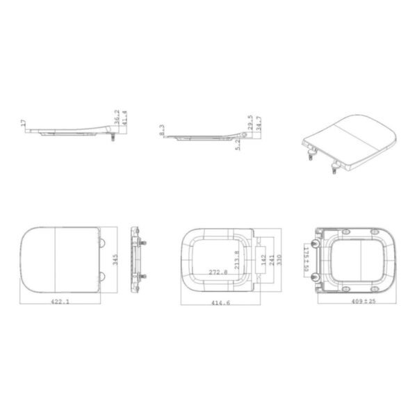 Trinity Moore Square Soft Close Toilet Seat - White