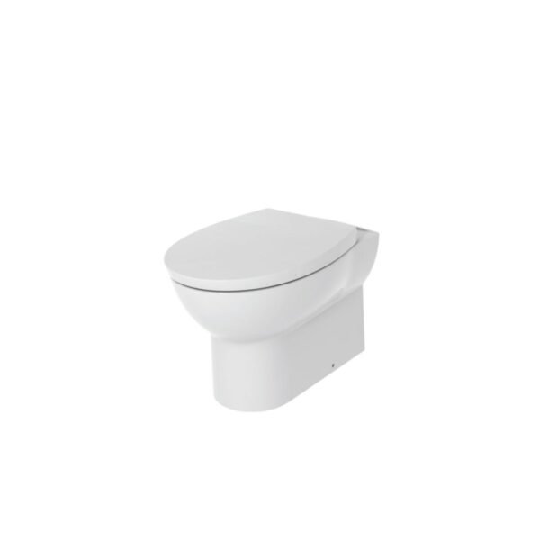 Trinity Express Rimless Back To Wall Toilet With Soft Close Seat - White - Image 2