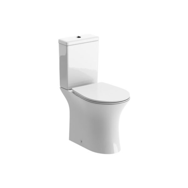 Trinity Carr Rimless Close Coupled Open Back Toilet With Soft Close Seat - White