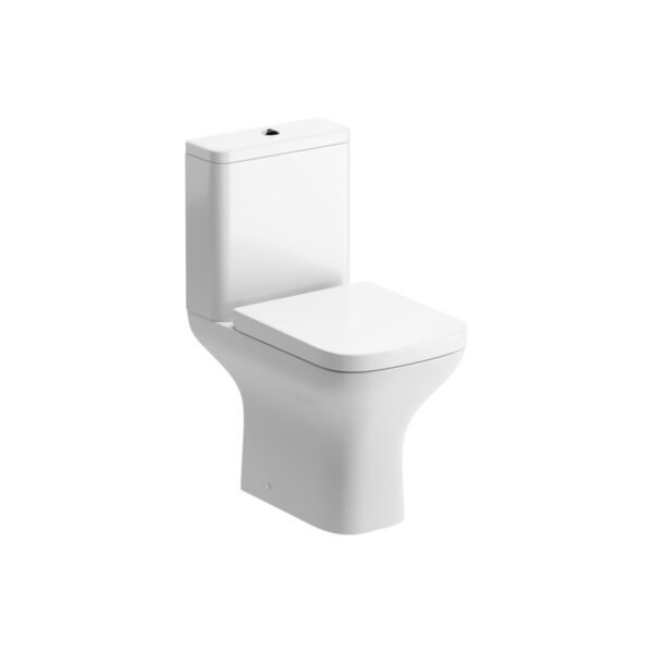 Trinity Chantry Rimless Short Projection Close Coupled Open Back Toilet With Wrap over Soft Close Seat - White - Image 2