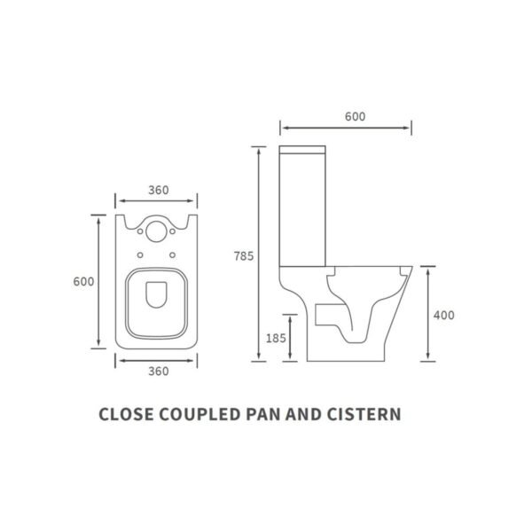 Trinity Chantry Rimless Short Projection Close Coupled Open Back Toilet With Wrap over Soft Close Seat - White - Image 6