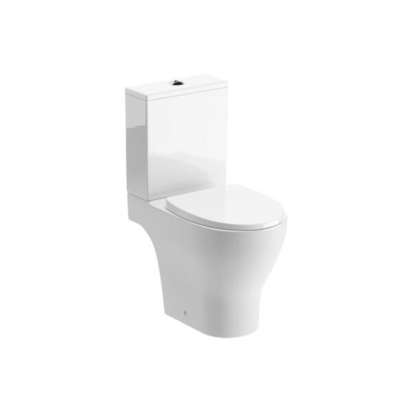 Trinity Hepworth Rimless Short Projection Close Coupled Open Back Toilet With Soft Close Seat - White