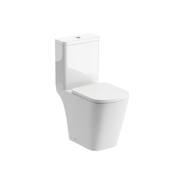 Trinity Moore Rimless Close Coupled Open Back Comfort Height Toilet With Soft Close Seat - White
