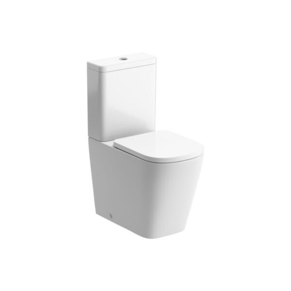 Trinity Moore Rimless Close Coupled Fully Shrouded Short Projection Toilet With Soft Close Seat - White