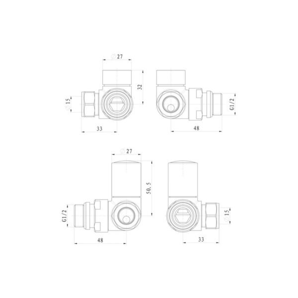 Trinity Patterned Radiator Valves - Corner - Image 2