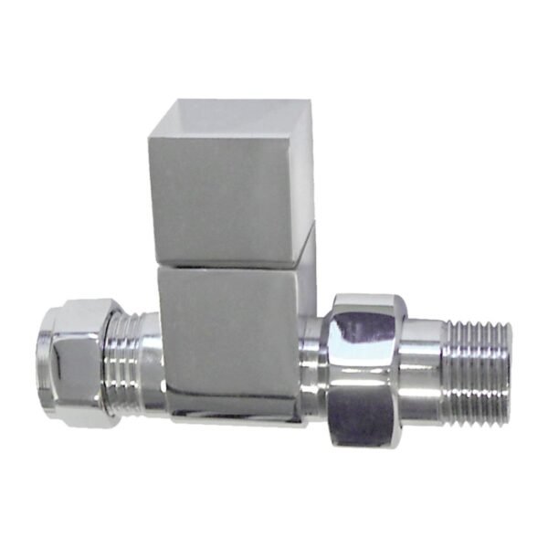 Trinity Square Radiator Valves - Chrome - Straight