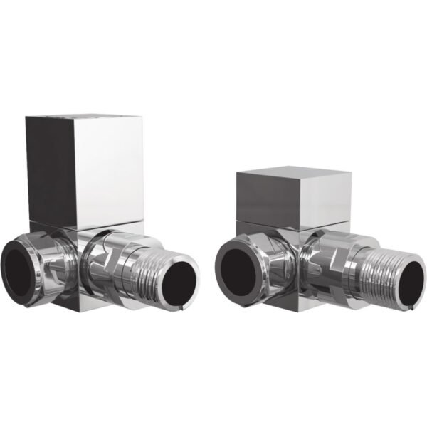 Trinity Square Radiator Valves - Chrome - Corner