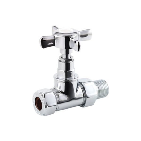 Trinity Crosshead Radiator Valves - Chrome - Straight