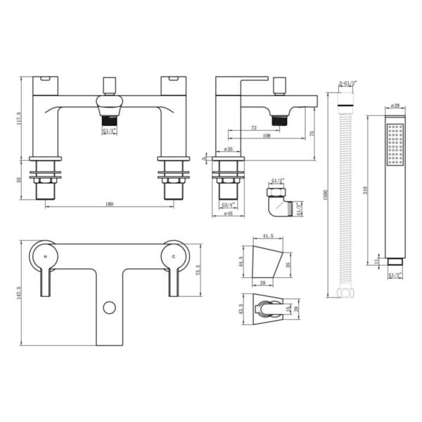 Trinity Copley Bath Shower Mixer Tap - Image 2