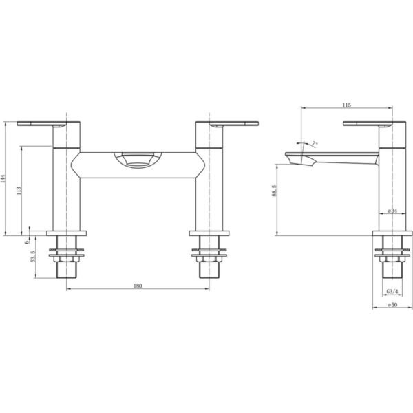 Trinity Nostell Bath Filler Tap - Chrome - Image 2