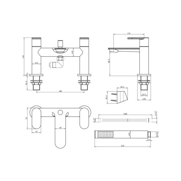 Trinity Nostell Bath Shower Mixer Tap - Chrome - Image 2