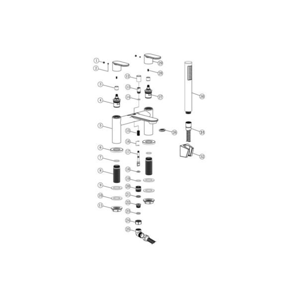 Trinity Nostell Bath Shower Mixer Tap - Chrome - Image 3