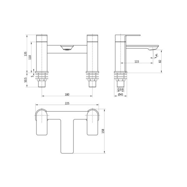 Trinity Walton Bath Filler Tap - Chrome - Image 2