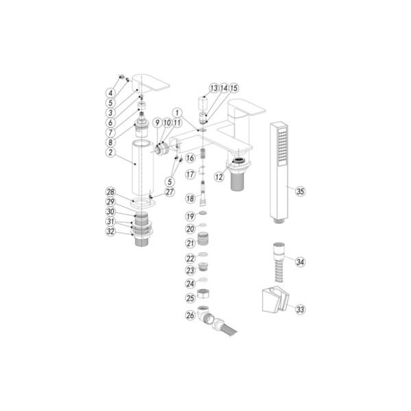 Trinity Walton Bath Shower Mixer Tap - Chrome - Image 3