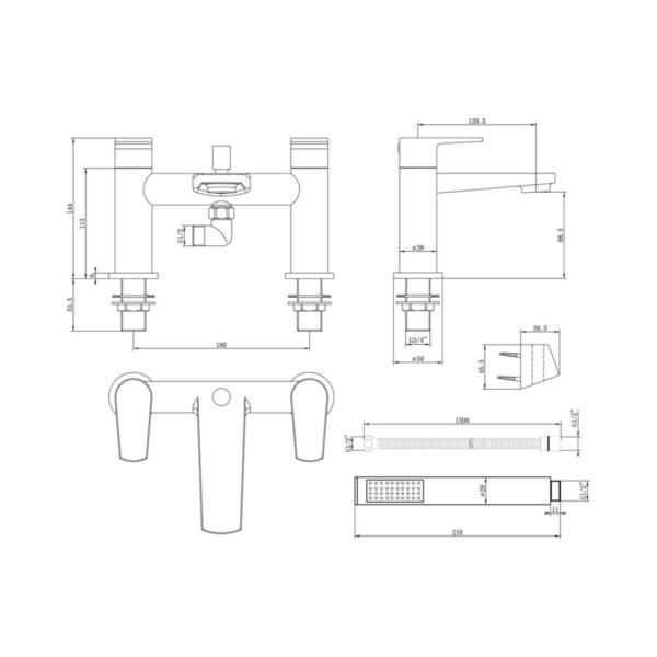 Trinity Mira Bath Shower Mixer Tap - Chrome - Image 2