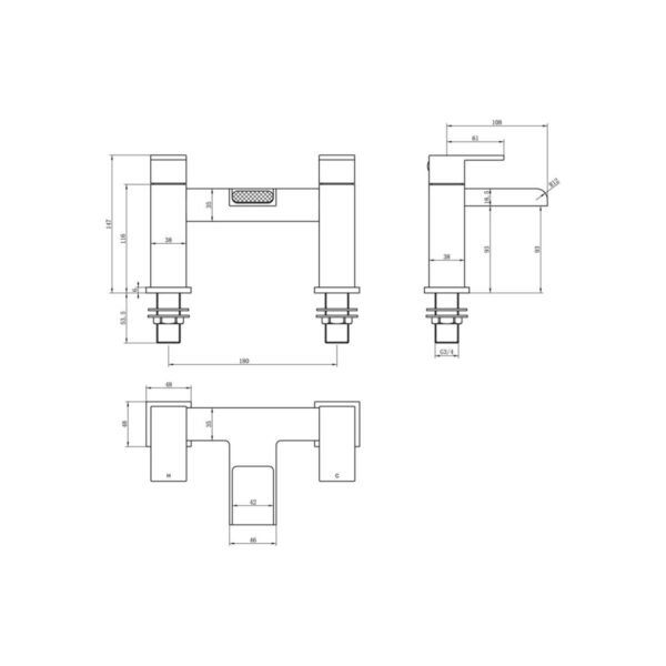 Trinity Tide Bath Filler Tap - Chrome - Image 2