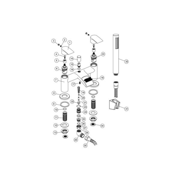 Trinity Falls Bath Shower Mixer Tap - Chrome - Image 3
