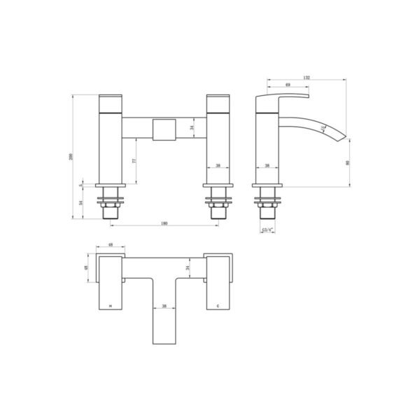 Trinity Oasis Bath Filler Tap - Chrome - Image 2
