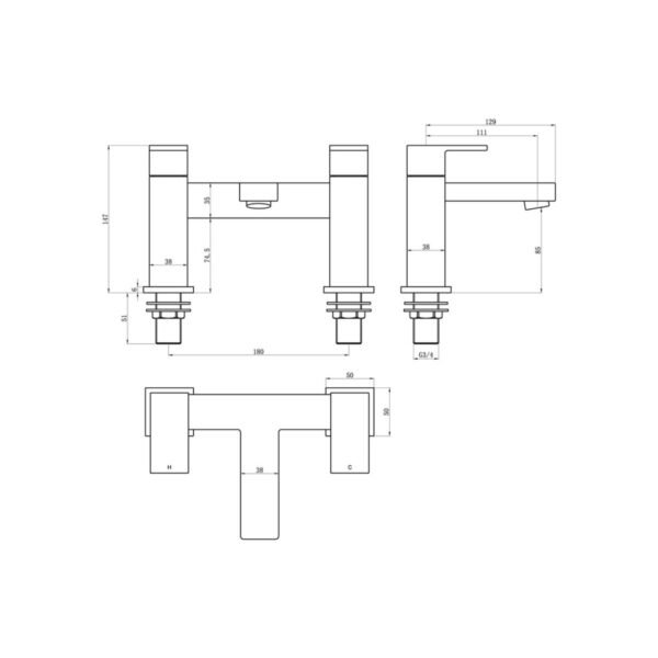 Trinity Volt Bath Filler Tap - Chrome - Image 2