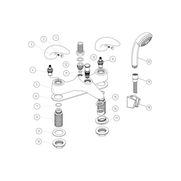 Trinity Sierra Low Pressure Bath Shower Mixer Tap - Chrome - Image 3