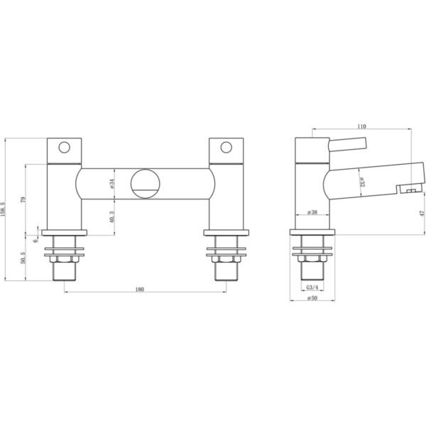 Trinity Ripple Bath Filler Tap - Chrome - Image 2