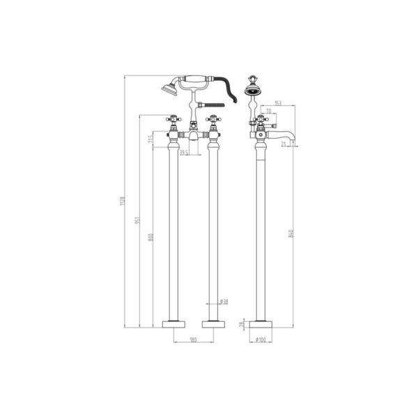 Trinity Harrogate Floor Standing Bath Shower Mixer Tap - Image 2