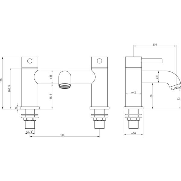 Trinity Horizon Bath Filler Tap - Image 2