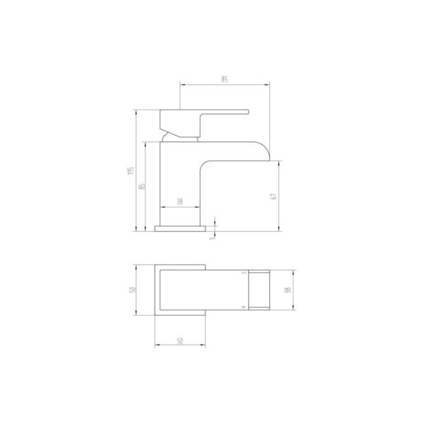 Trinity Tide Cloakroom Basin Mixer With Waste - Chrome - Image 2
