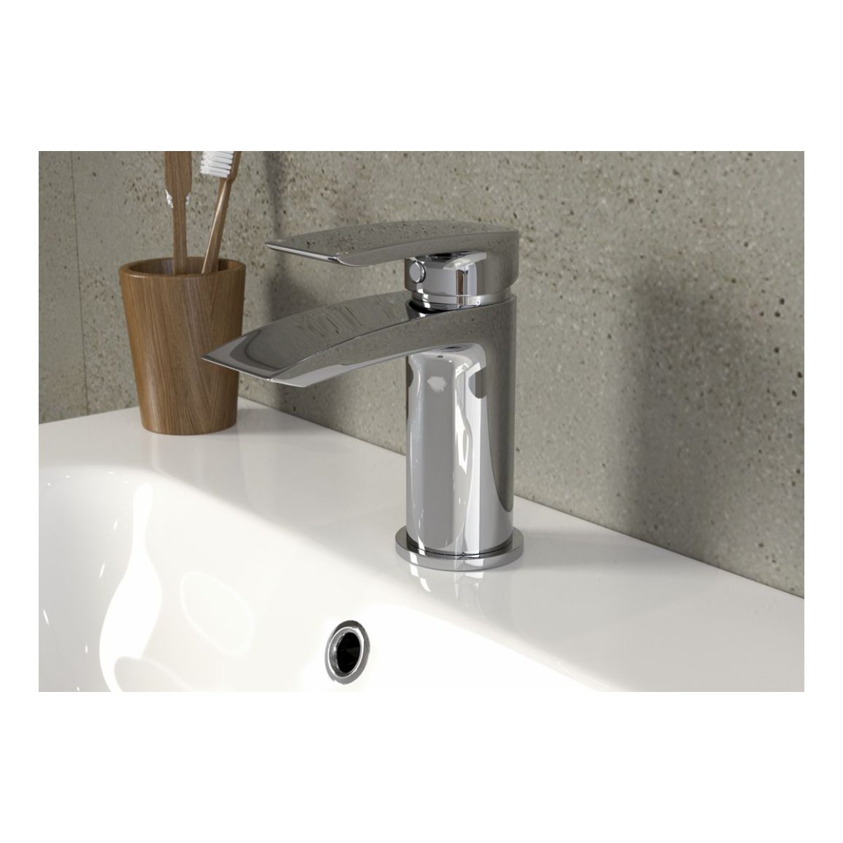 Trinity Curve Basin Mixer Tap With Waste - Chrome