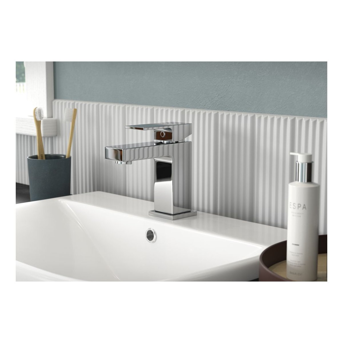 Trinity Volt Basin Mixer Tap With Waste - Chrome