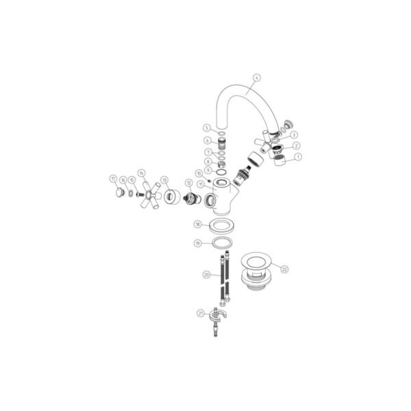 Trinity Riviera Basin Mixer Tap With Waste - Chrome - Image 3